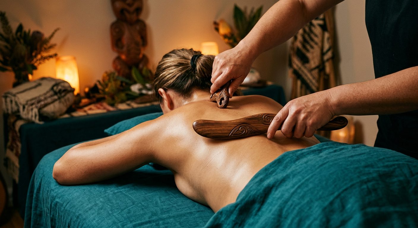 Attrezzi in legno per il massaggio Maori